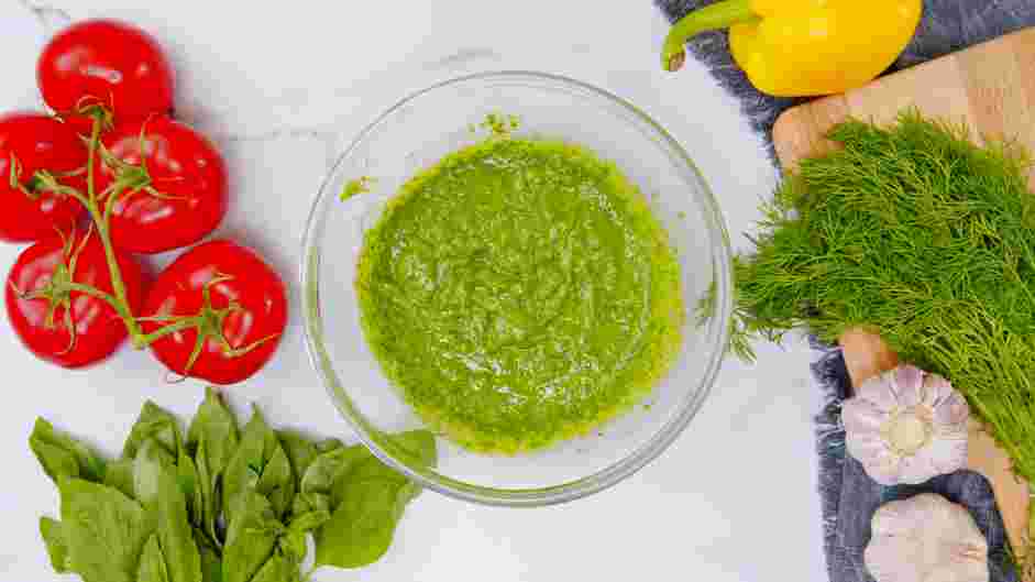 Garden Vegetable Soup with Pesto Recipe: While the soup is simmering, make the pesto.