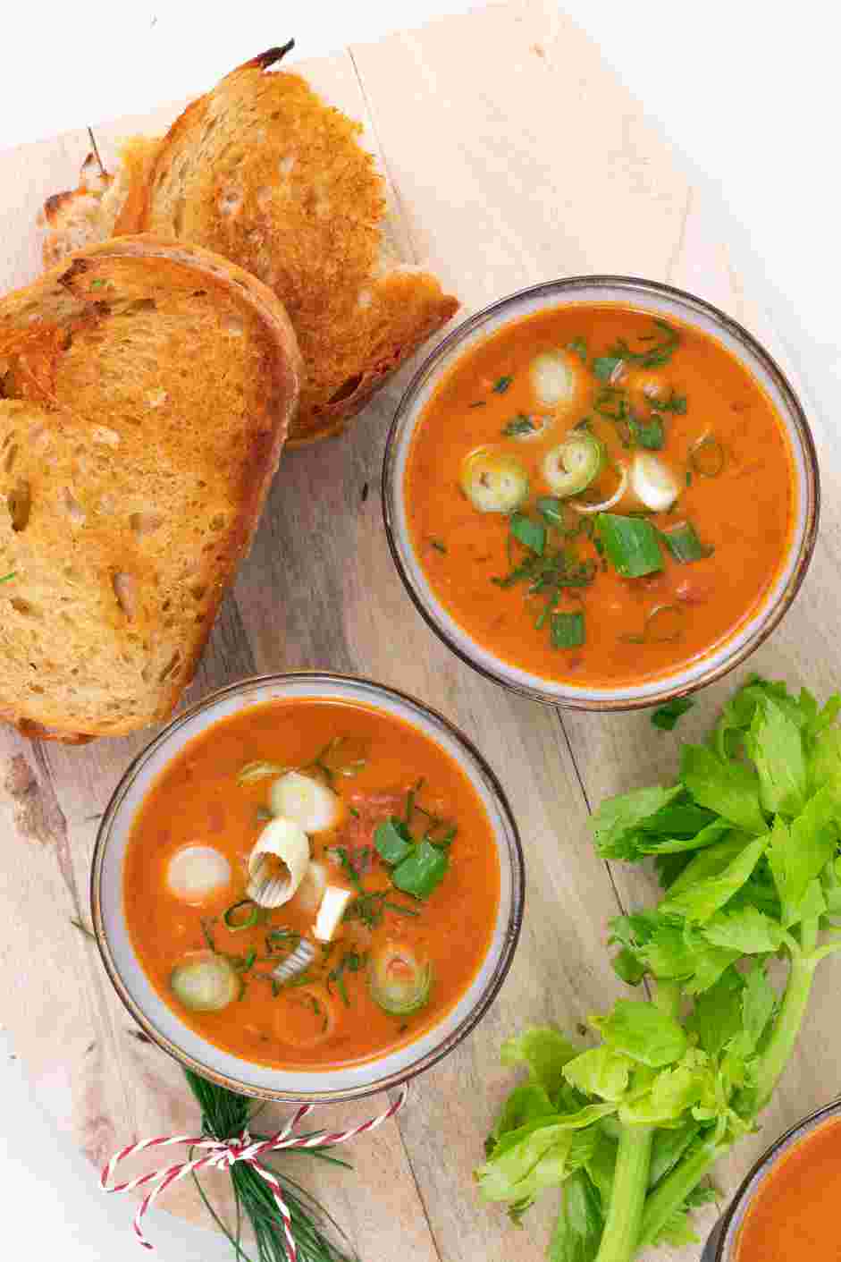 Grilled Cheese and Tomato Soup Recipe: Serve both the grilled cheese and tomato soup hot.