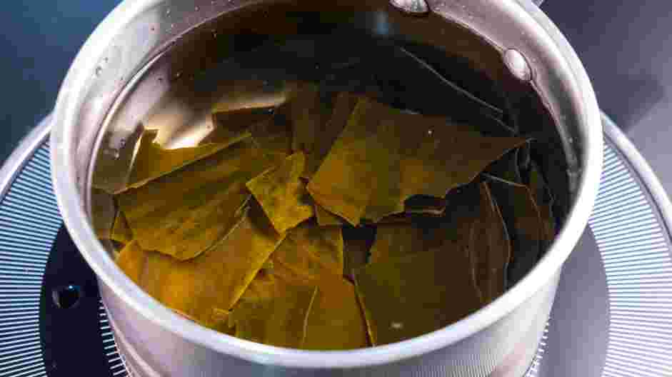 Dashi Recipe: In a medium saucepan, combine the water and dried kombu.