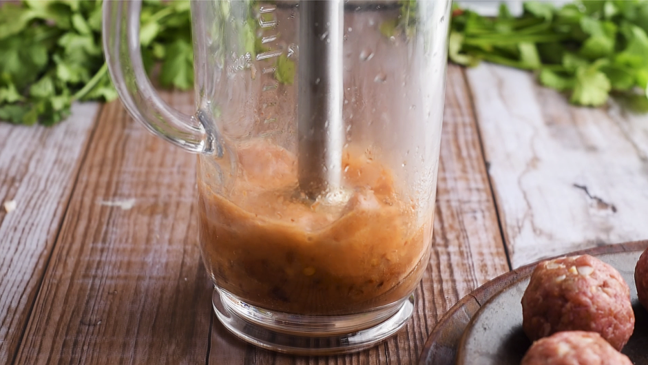 Mexican Meatball Soup (Albondigas) Recipe: Transfer the mixture to a blender and blend until smooth.