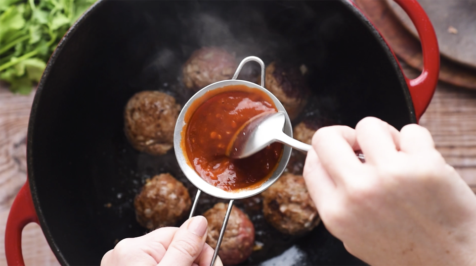 Mexican Meatball Soup (Albondigas) Recipe: Place a fine-mesh strainer on top of the stockpot with the meatballs and strain the puree directly into the stockpot.