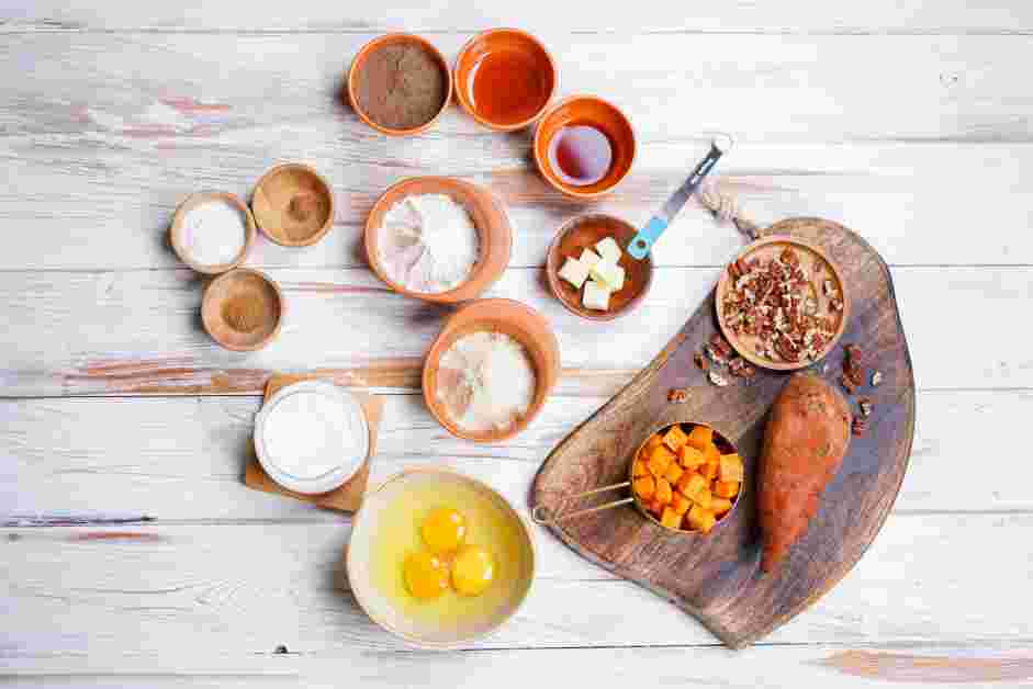 Sweet Potato Pancakes Recipe: Measure and prep all ingredients.