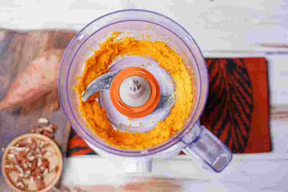 Sweet Potato Pancakes Recipe: In a blender or a food processor, puree the roasted sweet potato.