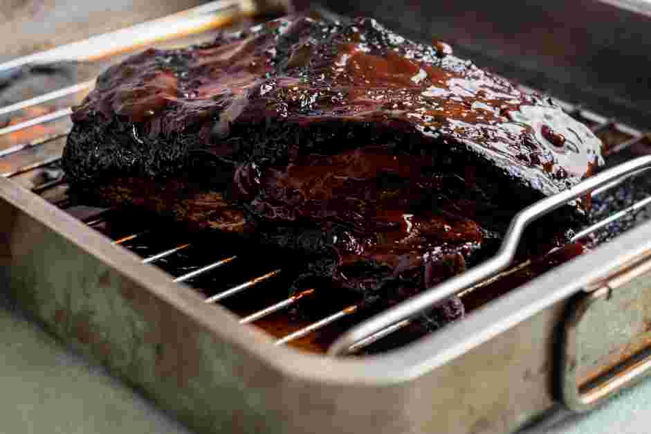 Brisket Tacos Recipe: Roast the brisket on a sheet pan in the oven for 3-4 hours, until cooked through and tender.