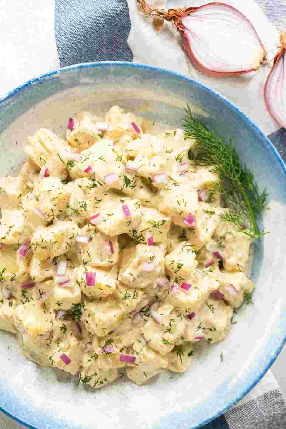 Dill Potato Salad Recipe: Let the dill potato salad chill in the refrigerator for about 20 minutes then serve.