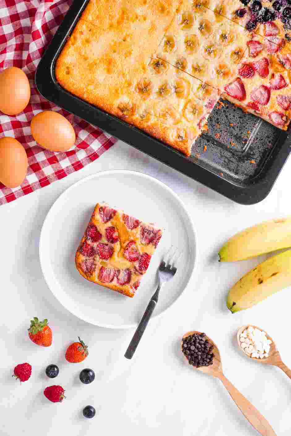 Sheet Pan Pancakes Recipe: Bake for 14-16 minutes or until a toothpick inserted in the center of the cake comes out clean.