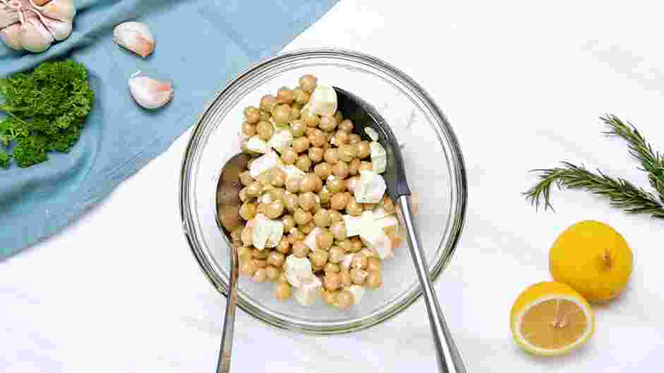 Vegan Bowls (Lemon and Herb Power Bowl) Recipe: Prepare the roasted chickpeas and tofu.