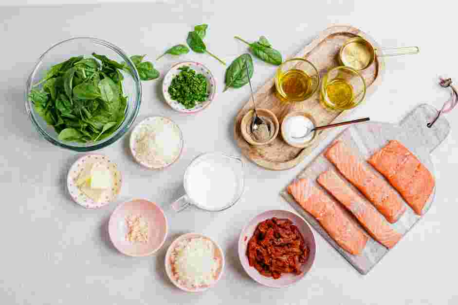 Tuscan Salmon Recipe: Measure and prep all ingredients.