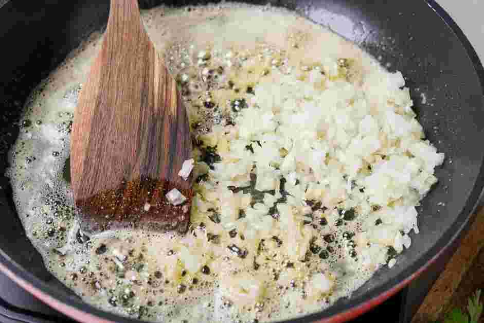 Tuscan Salmon Recipe: Fry the diced onions in the butter until translucent.