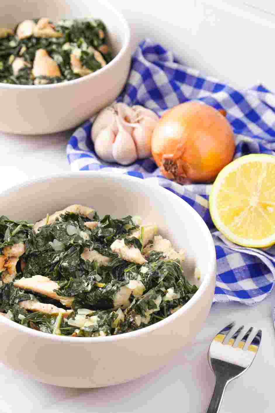 Kale Chicken Bowl Recipe: Divide into bowls and serve.