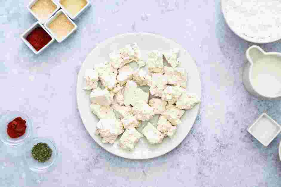 Vegan Fried Chicken Recipe: Line a baking tray with parchment paper.