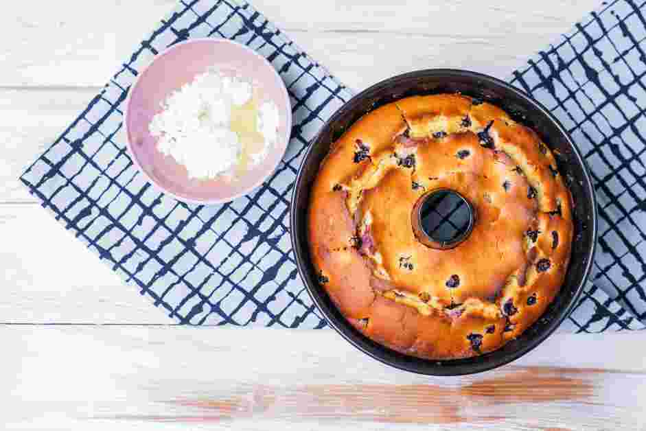 Lemon Blueberry Pound Cake Recipe: Allow to cool, then remove from the pan.