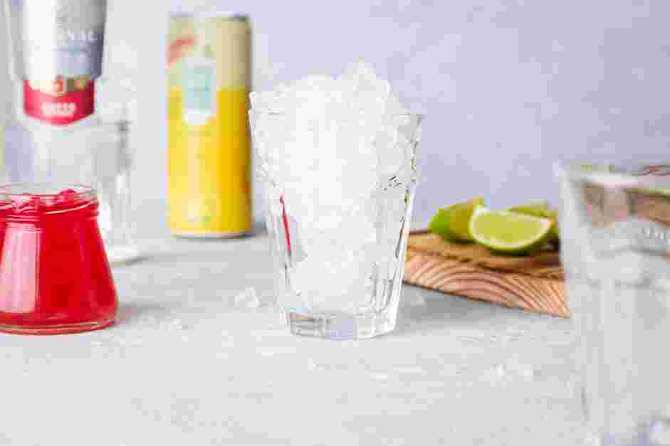 Dirty Shirley (Dirty Shirley Temple) Recipe: Fill a tall glass with crushed ice.