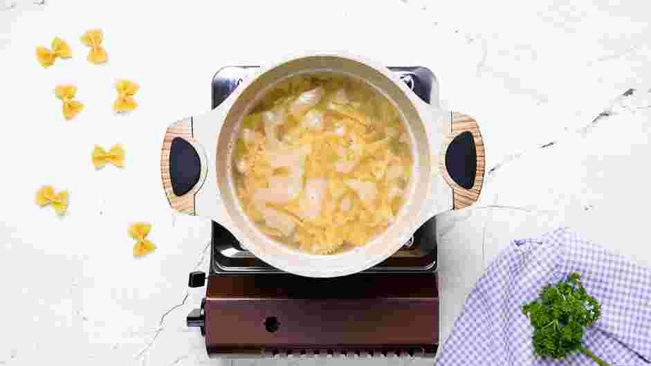 Bow Tie Pasta Salad Recipe: Cook the pasta according to the package’s instructions.