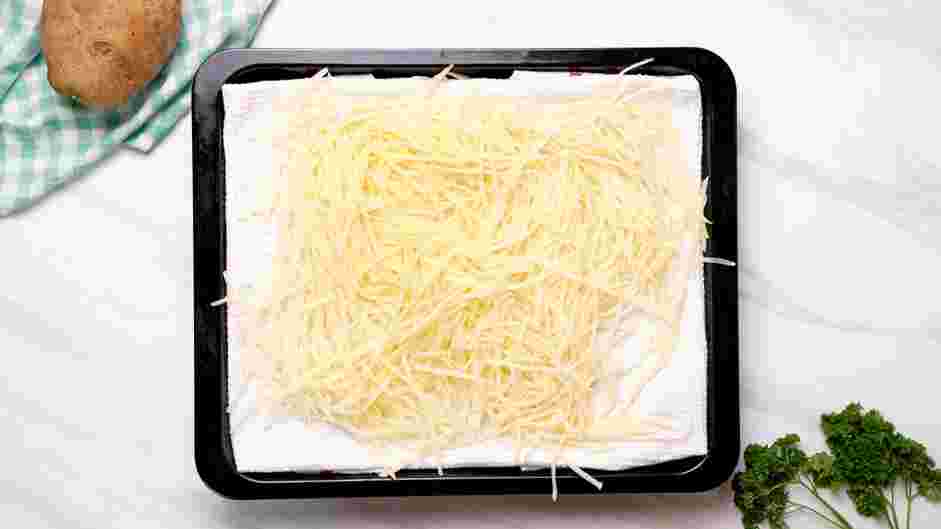 Shoestring Fries Recipe: Use a salad spinner or a lint-free kitchen towel to dry the potatoes.