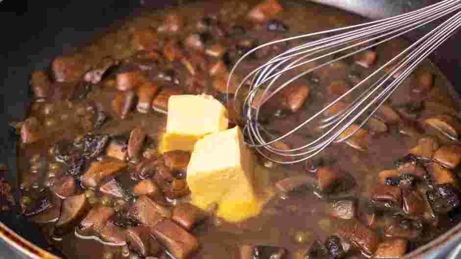 Veal Scallopini Recipe: Whisk in the remaining two tablespoons of butter, lemon juice and finely chopped parsley.