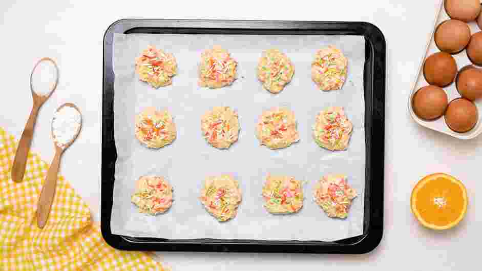 Funfetti Cookies Recipe: With a disher or two large spoons, scoop the dough onto the lined pans.