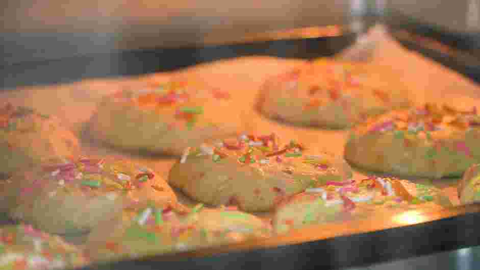 Funfetti Cookies Recipe: Bake the cookies for 7-10 minutes or until the bottom edges just begin to brown.