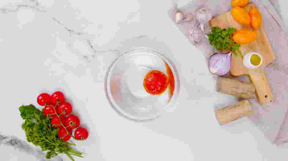 Tomato Basil Pasta Recipe: Remove the tomatoes and place them into the ice water to chill.