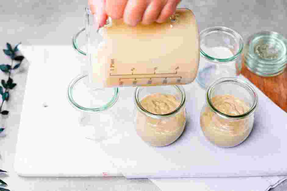 Budino Recipe: Divide the custard into 6-8 ramekins or custard jars.