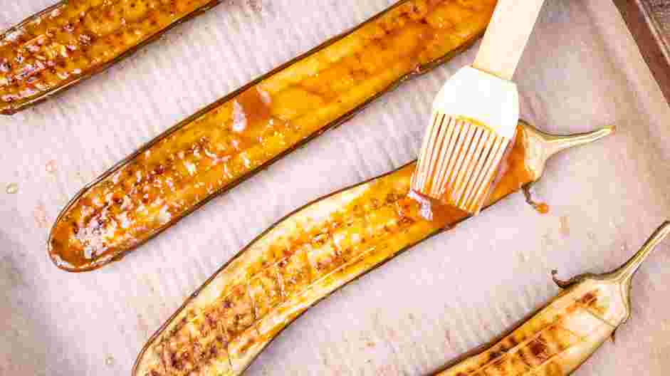 Japanese Eggplant Recipe: Generously brush the eggplant with the miso glaze.