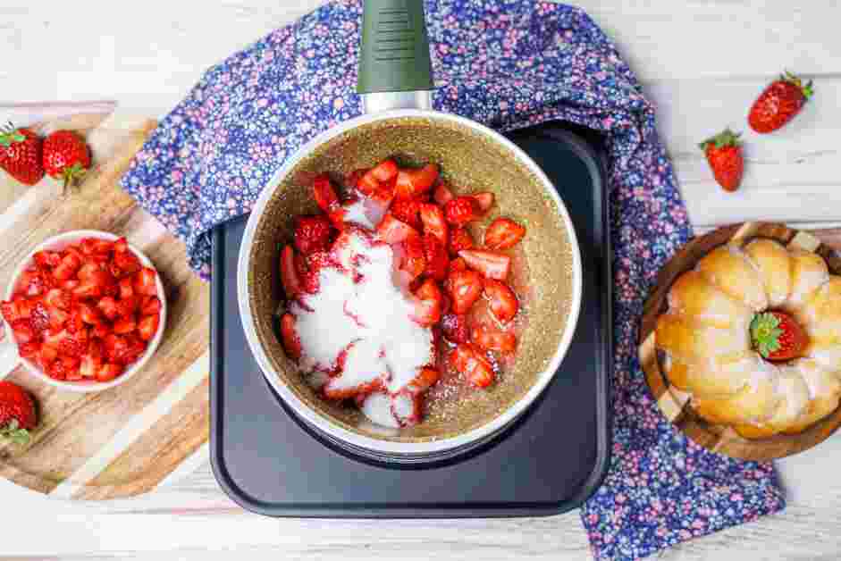 Strawberry Shortcake Ice Cream Recipe: 
Prepare the strawberry compote.