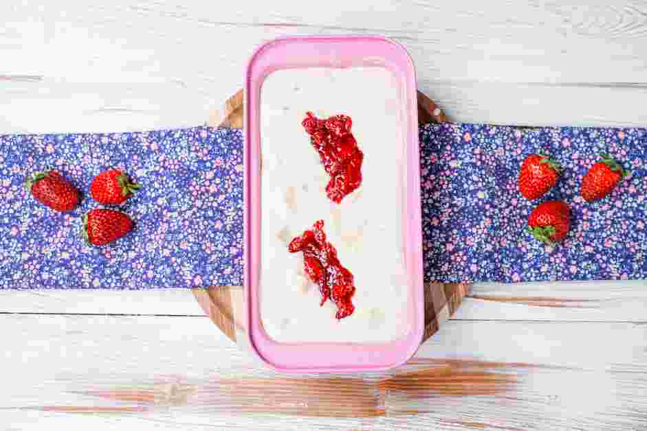 Strawberry Shortcake Ice Cream Recipe: Top with the remaining ice cream mixture.