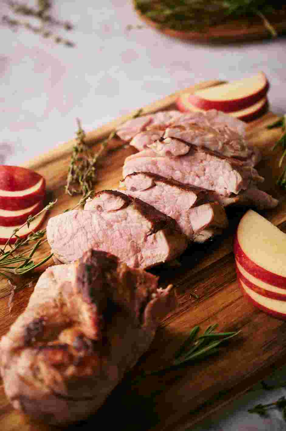 Sous Vide Pork Tenderloin Recipe: Serve garnished with rosemary or thyme.