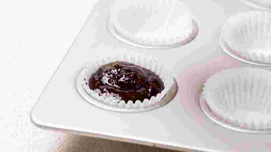 Brownie Bites Recipe: Line a twenty-four mini cupcake pan with one-ounce liners.