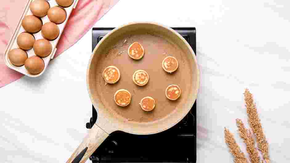 Mini Pancakes Recipe: Add one tablespoon of butter to the pan.