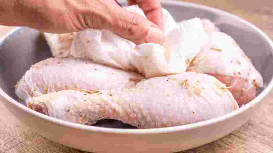 Crispy Air Fryer Chicken Recipe: Preheat the air fryer or the oven to 320°F.
