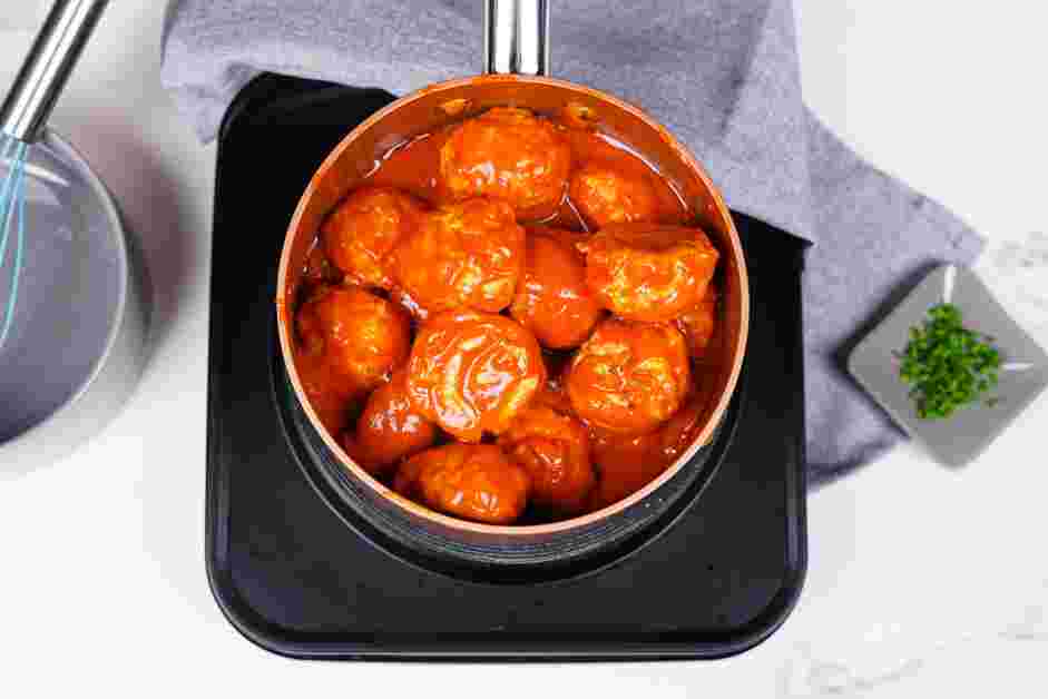 Buffalo Chicken Meatballs Recipe: When the meatballs are done, transfer the meatballs to the Buffalo sauce and toss until evenly coated.