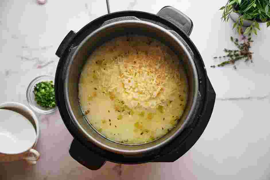 Instant Pot Potato Soup Recipe: Stir in the sour cream and the grated cheese.