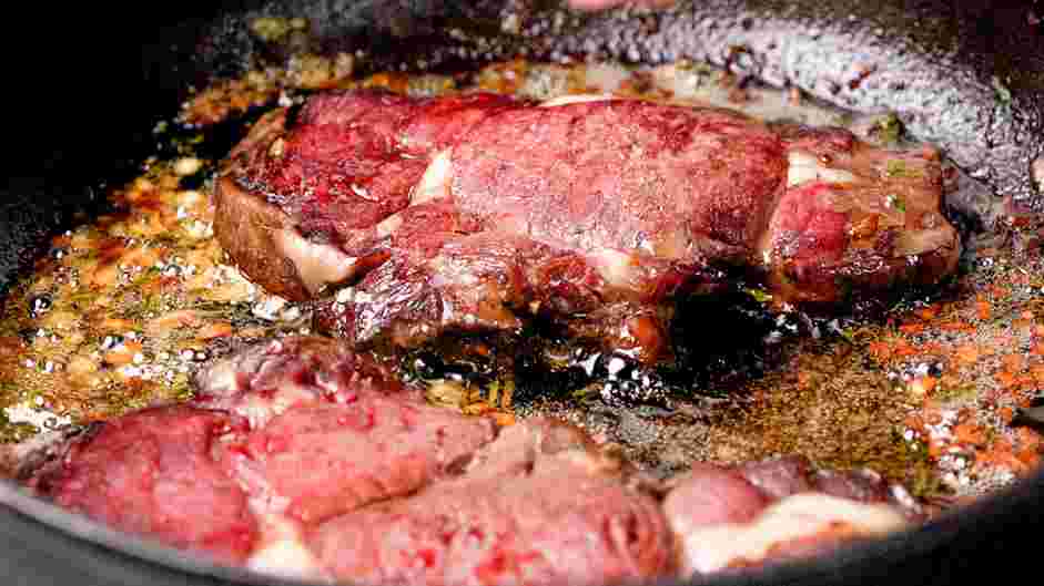 Reverse Seared Steak Recipe: Sear the steak for up to 80 seconds on each side.