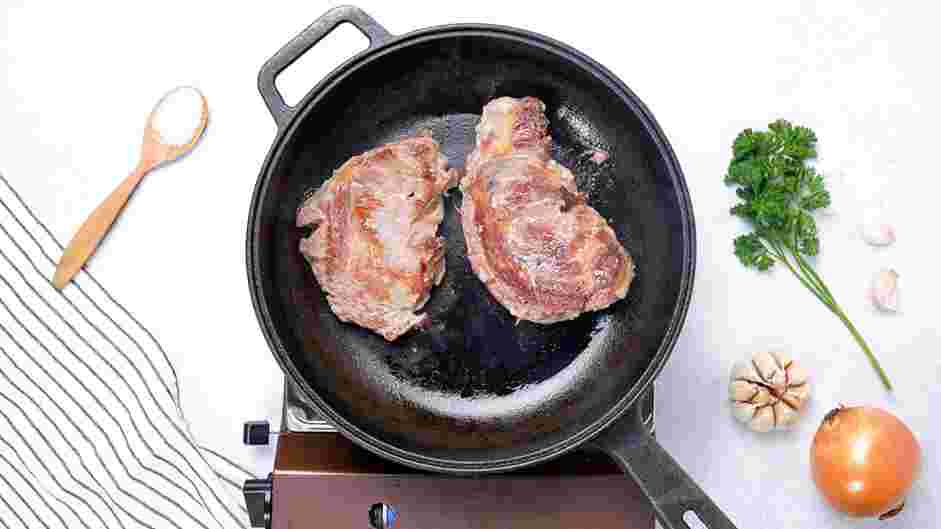 Ribeye Steak Sandwich Recipe: Heat a cast iron pan over medium-high heat and heat until hot.