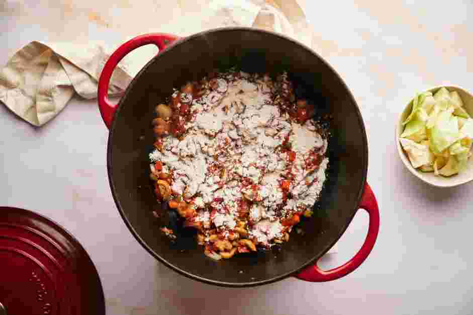 Vegetable Stew Recipe: Add the all-purpose flour and stir until well combined, cook until the flour is slightly toasted, about 1-2 minutes.