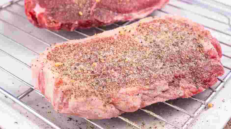 Garlic Butter Steak and Skillet Potatoes Recipe: Prepare the steaks.