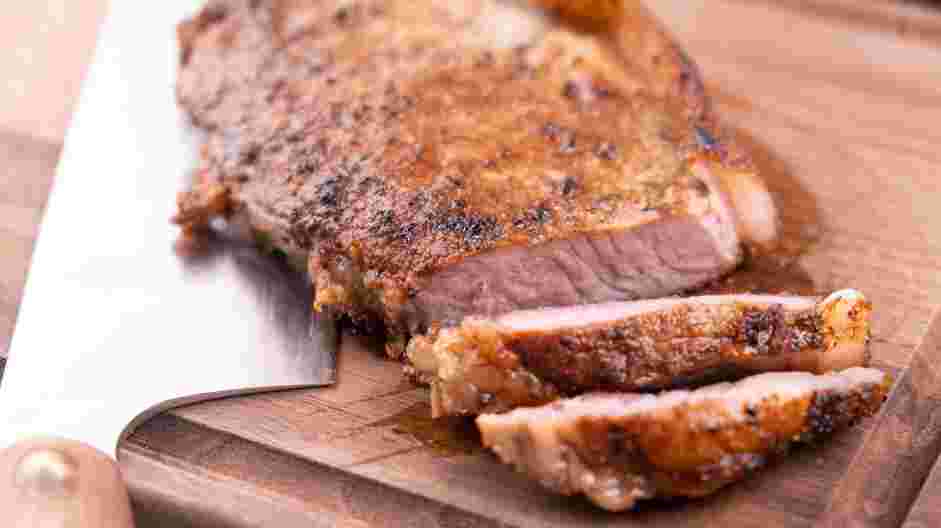 Garlic Butter Steak and Skillet Potatoes Recipe: Remove from the pan when the steaks are done and let rest for 10 minutes before slicing and serving.