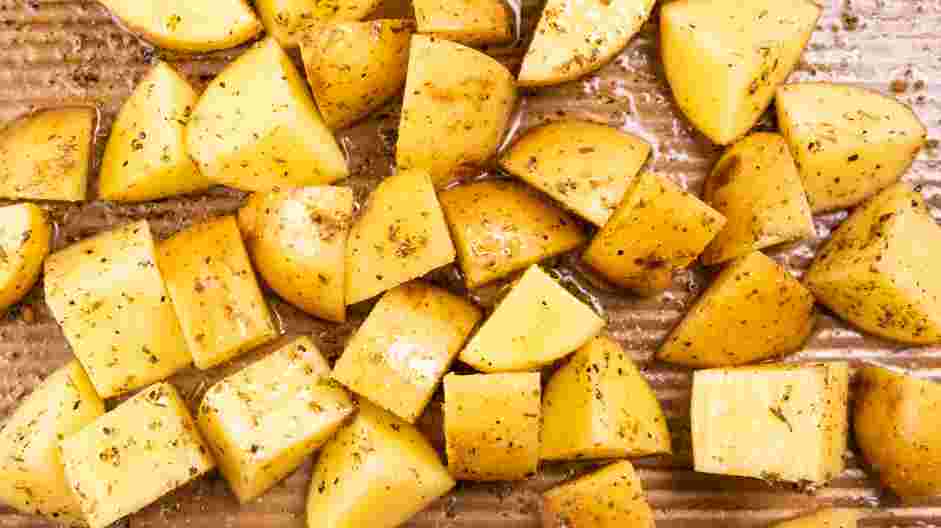 Garlic Butter Steak and Skillet Potatoes Recipe: Prepare the potatoes.