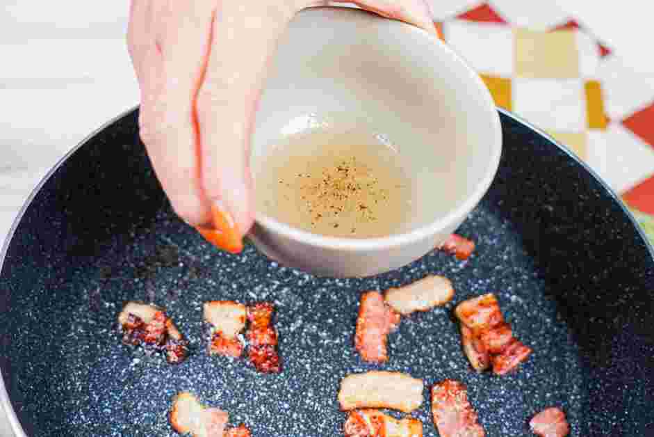 Bucatini Carbonara Recipe:
Prepare the carbonara.