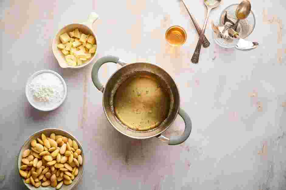 Marzipan Chocolate Recipe: Prepare the sugar syrup.