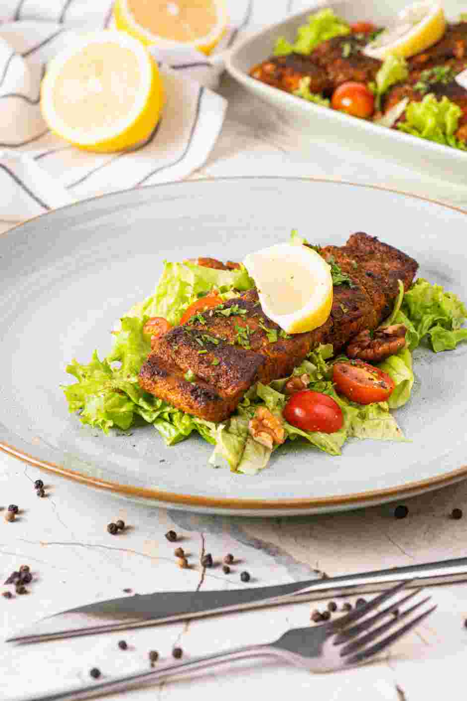 Blackened Mahi Mahi Recipe: Garnish with finely chopped parsley and serve with lemon wedges.