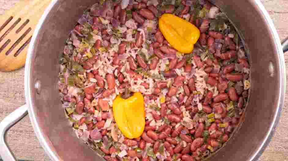 Jamaican Rice and Beans Recipe: Bring to a boil, reduce heat, cover and simmer for 20-25 minutes or until the rice is tender.