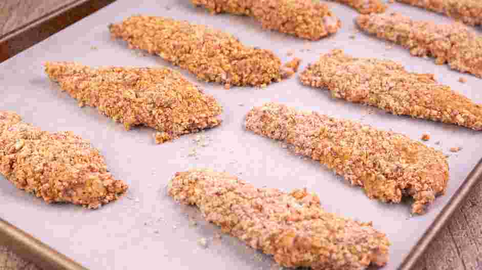 Pecan Crusted Chicken Recipe: Place the tenderloins on a baking sheet and bake for 20-25 minutes or until the center of the chicken is at least 165&deg;F.