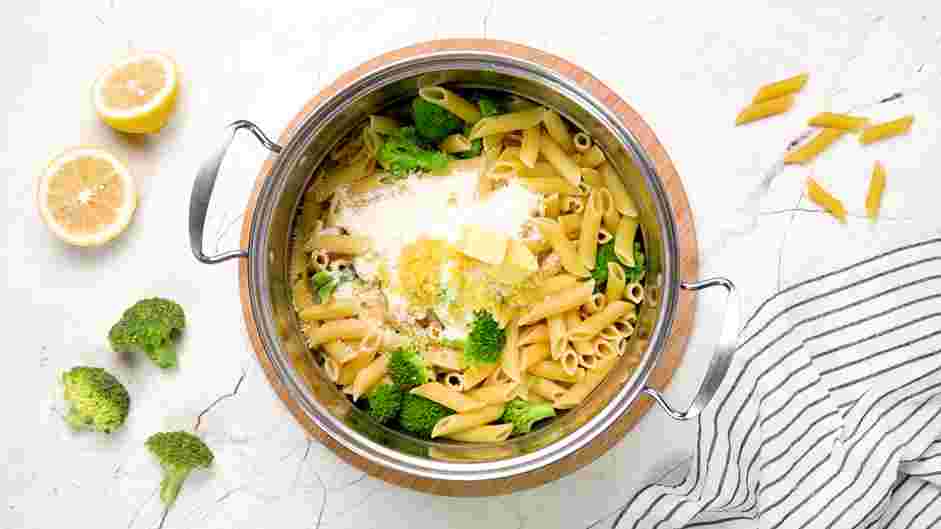 Broccoli Pasta Recipe: Take the pot off of the heat and stir in the Parmesan, lemon zest and butter.