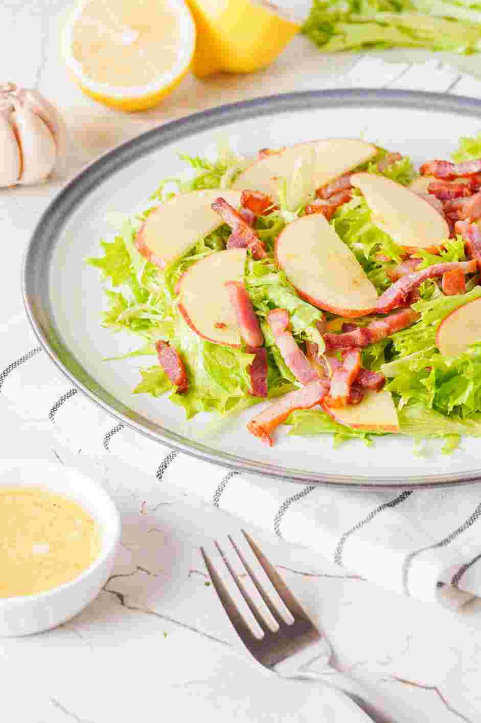 Frisee Salad Recipe: Assemble the salad.