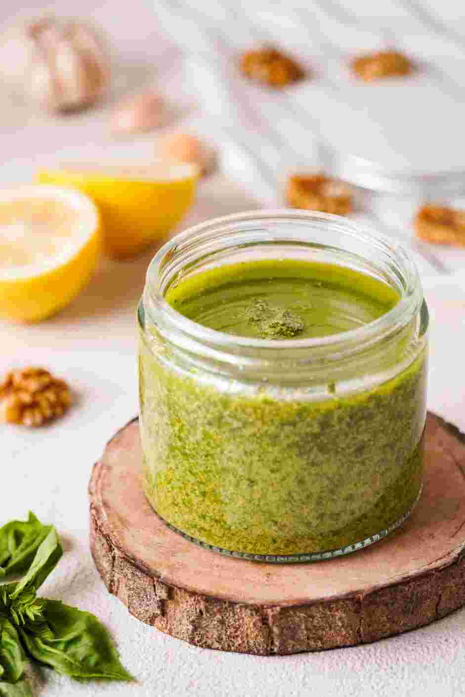 Vegan Pesto Recipe: Use immediately or store in an airtight container.