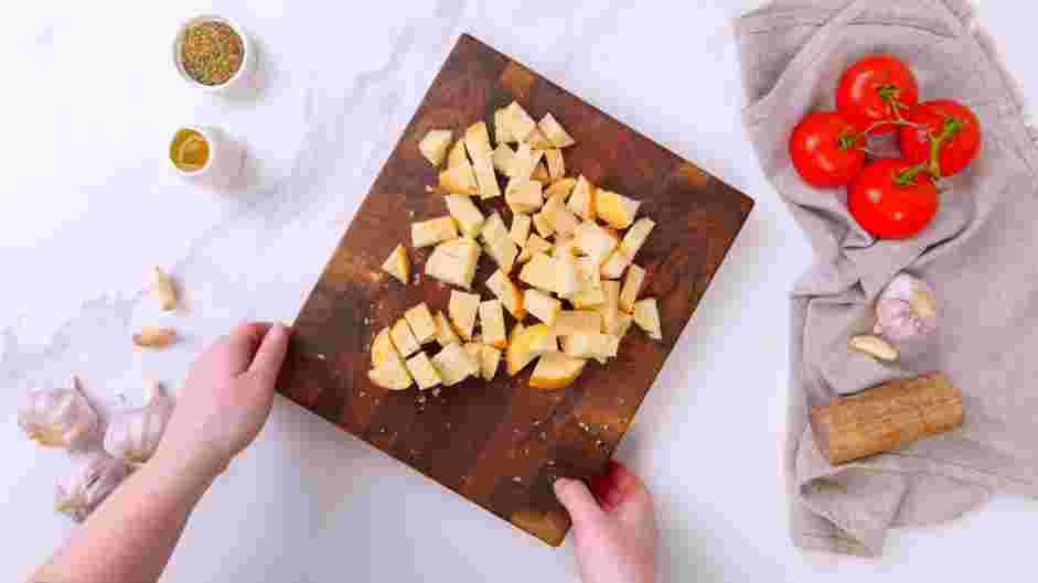 Grilled Chicken Caesar Salad Recipe: Prepare the croutons.