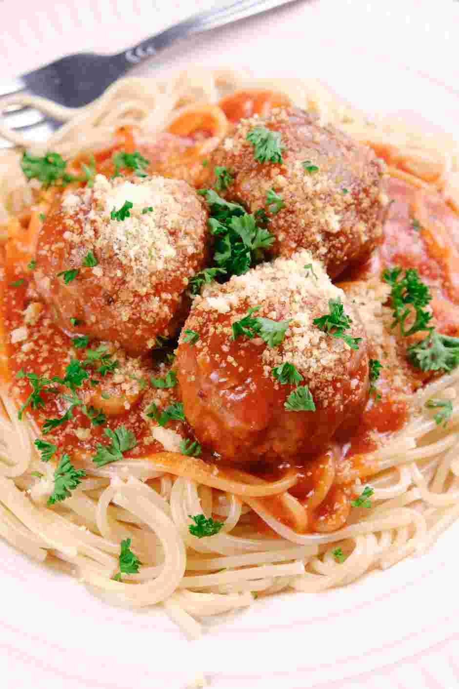 Instant Pot Meatballs Recipe: Serve the meatballs and the sauce over pasta.