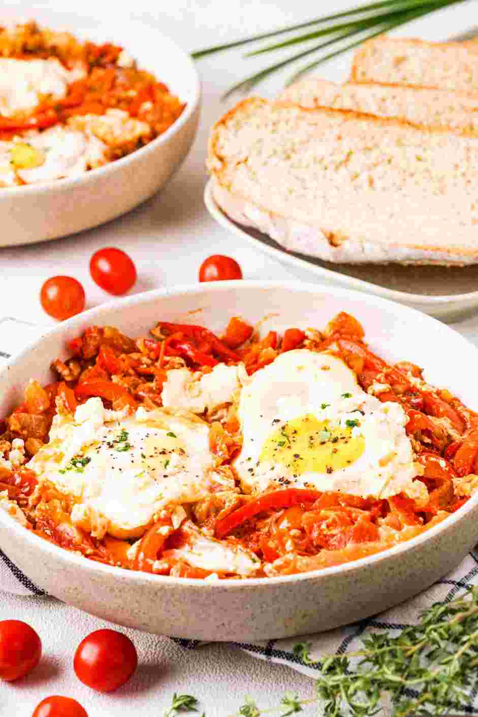 Shakshouka Recipe: Serve hot with toasted sourdough bread.